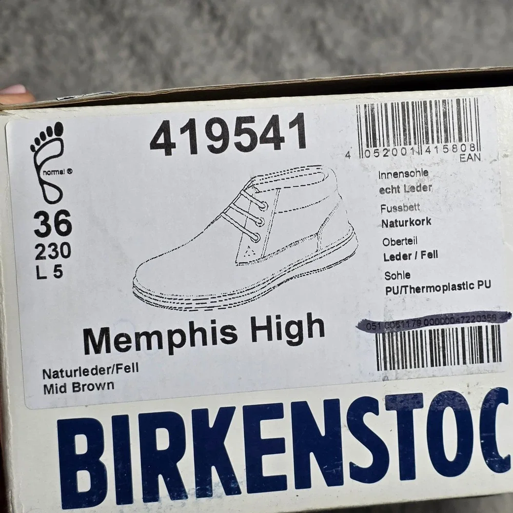 Birkenstock Memphis‎ High Mid Brown Leather Fur Lined Boots EU 36 Wmn 5 NIB